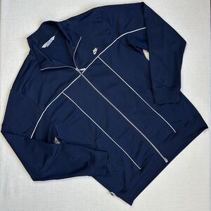 Vtg Y2K Nike Zip Up Track Jacket Sweatshirt Pin Stripe Men L Navy Blue Yankees